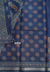Midnight Blue - Kalanjali Soft Chanderi Silk with Ajrakh Prints