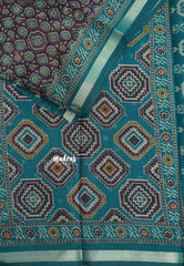 Wine Plum - Kalanjali Soft Chanderi Silk with Ajrakh Prints