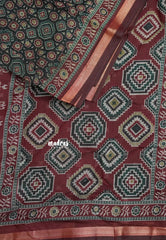 Black - Kalanjali Soft Chanderi Silk with Ajrakh Prints