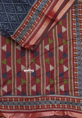 Navy Blue - Kalanjali Soft Chanderi Silk with Ajrakh Prints