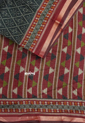 Black - Kalanjali Soft Chanderi Silk with Ajrakh Prints