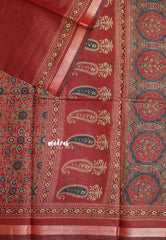 Majestic Maroon - Kalanjali Soft Chanderi Silk with Ajrakh Prints