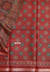 Majestic Maroon - Kalanjali Soft Chanderi Silk with Ajrakh Prints