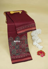 Wine Red - Kalanjali Soft Chanderi Silk with Ajrakh Prints