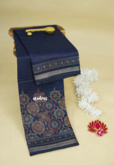 Midnight Blue - Kalanjali Soft Chanderi Silk with Ajrakh Prints