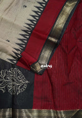 Greyish Beige & Reddish Maroon - Kalanjali Chanderi Silk with Contrast Pallu and Blouse - Best for Small Functions | Casual Wear