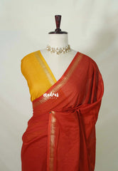 Brick Orange - Kalanjali Soft Chanderi Silk with Contrast Blouse Combo - Perfect for Office Wear