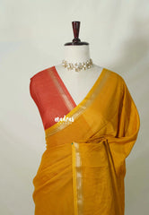 Mustard Glow - Kalanjali Soft Chanderi Silk with Contrast Blouse Combo - Perfect for Office Wear