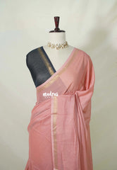 Muted Blush Pink - Kalanjali Soft Chanderi Silk with Contrast Blouse Combo - Perfect for Office Wear