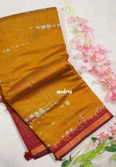Golden Mustard Yellow - Kalanjali Soft Chanderi Cotton with Shibori Prints - Best for Office Wear | Casual Wear