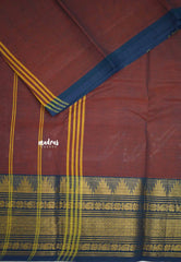Classic Kanchi cotton with multi big border - Honey Brown