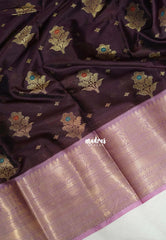 Coffee Podi Brown - Kanimozhi - Soft Silk Saree Mango and Flower Border with Flower Buttas - Best for Small Functions