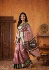 Antique Pink - Durga - Banarasi Soft Katan Silk with Traditional Border and Buttas - Best for Function Wear