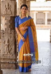 Yellow, Red and Green Checks - Kanimozhi - Soft Silk Saree Checks with Contrast Border - Best for Small Functions