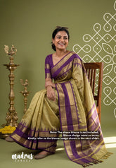 Golden Olive Green - Kanimozhi - Premium Soft Silk Saree with Rettapet Border - Best for Wedding Functions