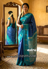 Peacock Blue - Kanimozhi - Soft Silk Saree with Zari Stripes and Peacock Buttas - Perfect for Festive Wear