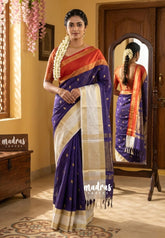 Violet Blue Kanimozhi Soft Silk Saree | Ganga Jamuna Border | Festive & Temple Perfect