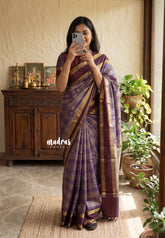 Lavender Purple - Kanimozhi - Soft Silk Saree Zari Weaving with Rettapet Border - Best for Wedding Functions