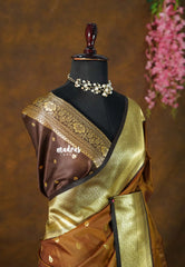 Honey Brown - Kanimozhi - Premium Soft Malai Silk Saree with Rich Pallu and Blouse - Perfect for Festive Wear