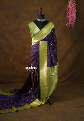 Brinjal Purple - Kanimozhi - Premium Soft Malai Silk Saree with Rich Pallu and Blouse - Perfect for Festive Wear