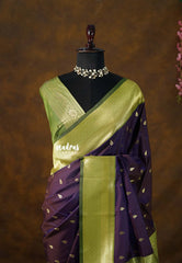 Brinjal Purple - Kanimozhi - Premium Soft Malai Silk Saree with Rich Pallu and Blouse - Perfect for Festive Wear