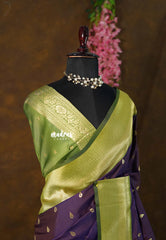 Brinjal Purple - Kanimozhi - Premium Soft Malai Silk Saree with Rich Pallu and Blouse - Perfect for Festive Wear