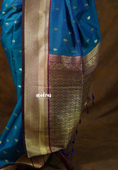 Dual Shade Peacock Blue - Kanimozhi - Premium Soft Malai Silk Saree with Rich Pallu and Blouse - Perfect for Festive Wear