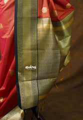 Dual Shade Orange-Red - Kanimozhi - Premium Soft Malai Silk Saree with Rich Pallu and Blouse - Perfect for Festive Wear