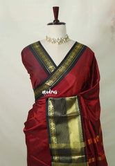 Brick Maroon - Kanimozhi - Premium Soft Silk Plain with Rudraksham Border - Best for Wedding Functions
