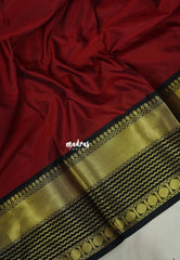 Brick Maroon - Kanimozhi - Premium Soft Silk Plain with Rudraksham Border - Best for Wedding Functions