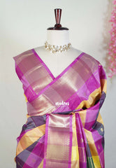 Multicolor with Magenta - Kanimozhi - Premium Soft Semi Silk Paalum Pazhamum Checks - Best for Wedding Functions