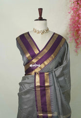 Black and White Checks - Kanimozhi - Premium Soft Silk Saree Checks with Rettapet Border - Best for Wedding Functions