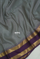 Black and White Checks - Kanimozhi - Premium Soft Silk Saree Checks with Rettapet Border - Best for Wedding Functions