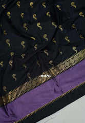 Classic Black - Kanimozhi - Soft Silk with Skirt Border and Buttas - Best for Wedding Functions
