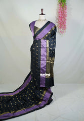 Classic Black - Kanimozhi - Soft Silk with Skirt Border and Buttas - Best for Wedding Functions