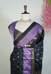 Classic Black - Kanimozhi - Soft Silk with Skirt Border and Buttas - Best for Wedding Functions