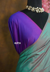 Dual Shade Teal Green - Kanimozhi - Soft silk with Contrast Pallu and Blouse - Best for Wedding Functions