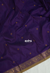 Deep Purple - Kanimozhi - Soft Silk Saree Mayil Border and Buttas with Contrast Pallu and Blouse - Best for Pooja Functions | Temple Visit