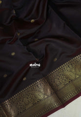 Dual Shade Dark Chocolate Brown - Kanimozhi - Soft Silk Saree Mango Zari Border with Buttas - Best for Small Functions