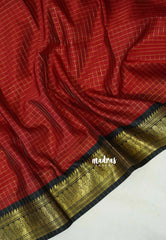 Rust Red - Kanimozhi - Soft Silk Zari Muthukattam with Floral Border - Best for Wedding Wear