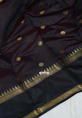 Dual Shade Coffee Brown - Kanimozhi - Soft Silk Saree Rettapet Floral Border with Floral Buttas - Best for Small Functions