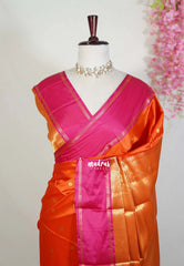 Sunset Orange - Kanimozhi - Soft Silk with Rettapet Border - Best for Festive Wear | Small Functions