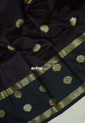 Dual Shade Midnight Maroon - Kanimozhi - Soft Silk Saree Rettapet Border with Floral Buttas - Best for Small Functions