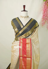 Sandal Beige - Kanimozhi - Premium Soft Silk Checks with Ganga Jamuna Border - Best for Wedding Functions