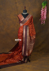 Rust Orange - Kanimozhi - Soft Silk Saree with Rettapet Border - Perfect for Festive Wear