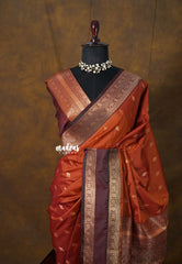 Rust Orange - Kanimozhi - Soft Silk Saree with Rettapet Border - Perfect for Festive Wear