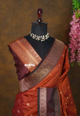 Rust Orange - Kanimozhi - Soft Silk Saree with Rettapet Border - Perfect for Festive Wear