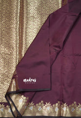 Wine Maroon - Kanimozhi - Soft Silk Zari Weaving with Zari Border - Best for Wedding Wear