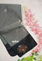 Moonstone Grey-2 - Kanimozhi - Soft Silk Saree with Skirt Border and Rich Pallu - Perfect for Wedding Functions