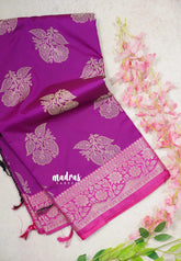 Magenta Purple - Kanimozhi - Soft Silk Saree Flower Weaving Buttas Saree with Rich Pallu and Blouse - Best for Festive Wear